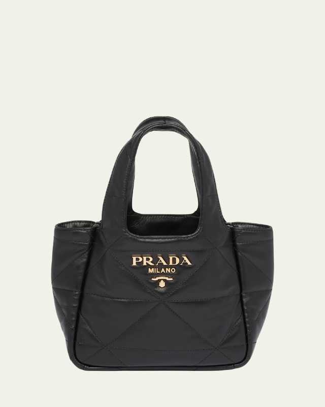 Triangle Stitched Leather Tote Bag